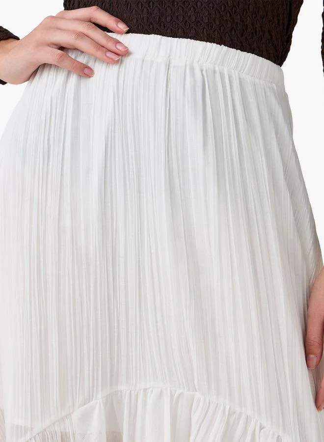 ايكونيك Iconic Midi Asymmetrical Skirt with Ruffles